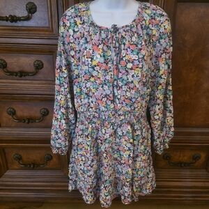 Gap Long Sleeve Floral Smock Mini Dress- M
